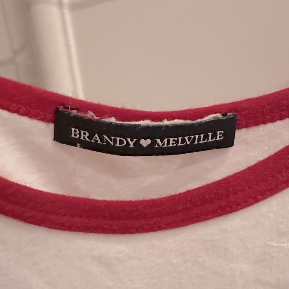 Brandy Melville Basic Tank (white with red neckline) - Picture 2 of 3